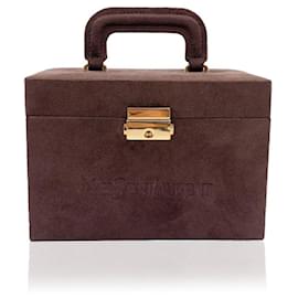 Yves Saint Laurent Vanity de boîte à bijoux cosmétique en daim marron Marron