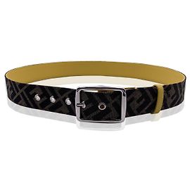 Fendi Braun-Schwarz-Monogramm-Zucca-Segeltuch-Gelb-Gürtelgröße 90/36 Braun