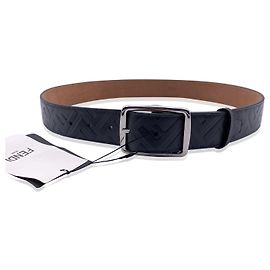 Fendi Grey Leather Embossed FF 1974 Zucca Belt Size 90/36 Grey