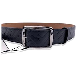 Fendi-Grey Leather Embossed FF 1974 Zucca Belt Size 90/36-Grey