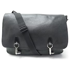 Louis Vuitton-LOUIS VUITTON DERSOU LEATHER TAIGA M BAG30164 SHOULDER MESSENGER BAG-Black