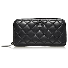 Chanel-Chanel Black CC Matelasse Lambskin Leather Wallet-Black