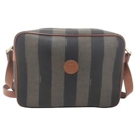 Fendi-Sac bandoulière Fendi Pequin marron-Marron,Marron foncé