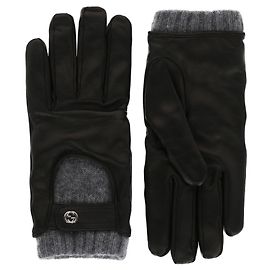Gucci Leather and Cashmere Gloves Black
