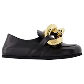 JW Anderson-Chain Loafers in Black Leather-Black