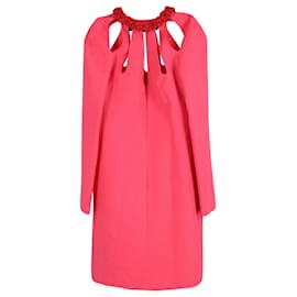 Valentino-Valentino Cut-Out Mini Dress in Pink Wool-Pink