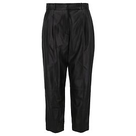 Salvatore Ferragamo Lederhose mit hoher Taille Schwarz