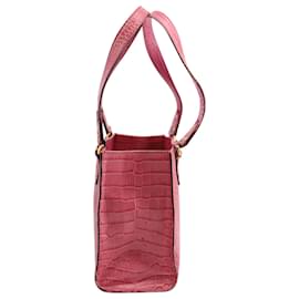 Kate Spade-Kate Spade Crocodile Embossed Bag in Pink Leather -Pink