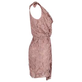 Nina Ricci-Nina Ricci Draped Lace Dress in Rose Pink Polyester -Pink