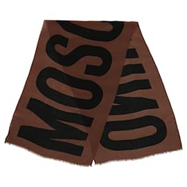 Moschino-logo print wool scarf-Beige