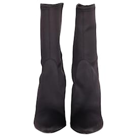 Stuart Weitzman-Stuart Weitzman Clinger Ankle Boots in Black Stretch Satin -Black