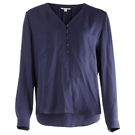 Diane Von Furstenberg Langarmbluse aus marineblauer Seide Blau Marineblau