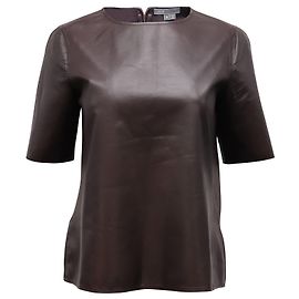 Vince Bluse mit Reißverschluss hinten aus braunem Leder Braun