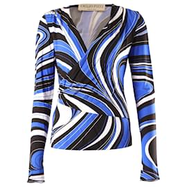 Emilio Pucci-Emilio Pucci Printed Long Sleeve Wrap Top in Multicolor Viscose  -Other