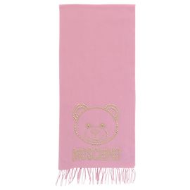 Sciarpa Moschino Motivo Teddy Bear con Borchie Rosa