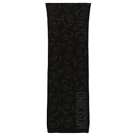 Sciarpa Moschino Teddy Bear in Lana Jacquard Nero