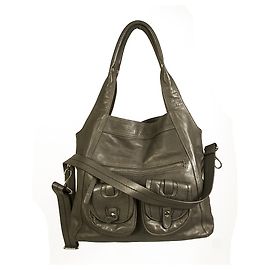 Bolsa de mão com bolsos frontais de couro cinza Hogan Bolsa de ombro transversal Cinza antracite