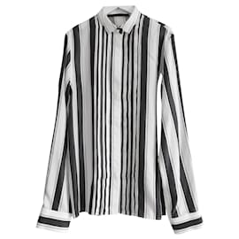 Haider Ackermann-Haider Ackermann Striped Silk Shirt Blouse-Black,White