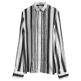 Haider Ackermann Gestreifte Hemdbluse aus Seide Schwarz Weiß