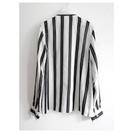 Haider Ackermann-Haider Ackermann Striped Silk Shirt Blouse-Black,White