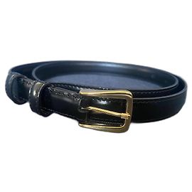 Cinto Céline Uniform de couro preto com fivela dourada 85 cm Preto
