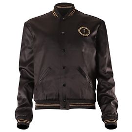 Saint Laurent Palladium Satin-Teddyjacke aus schwarzer Baumwolle Schwarz