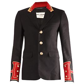 Saint Laurent Officer Jacket in Black Felt Wool Black