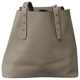 Kate Spade-Kate Spade Large Adjustable Strap Tote Bag in Grey Leather-Grey