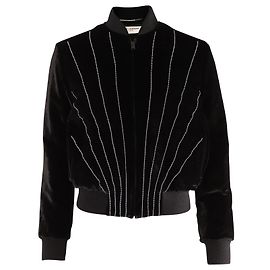 Blouson Bomber Saint Laurent Swarovski en Viscose Noire Noir
