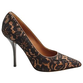 Givenchy Lace Pointed Toe Pumps in Brown Leather Brown