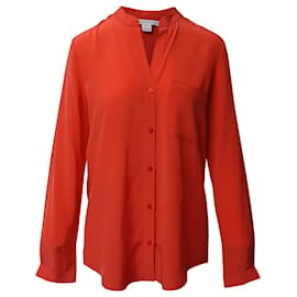 Diane Von Furstenberg-Blusa de botão Diane Von Furstenberg Gilmore em seda laranja-Laranja