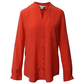 Diane Von Furstenberg Gilmore Buttondown-Bluse aus orangefarbener Seide Orange