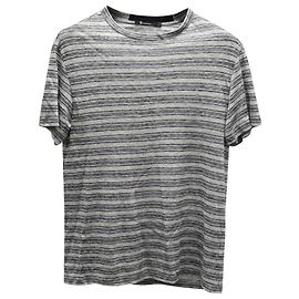 Camiseta de Rayas Alexander Wang en Lino Gris Gris