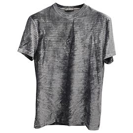 Versace Velvet T-shirt with Logo Embossed in Grey Viscose Grey