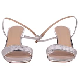Sandro-Sandro Paris Open Toe Strap Sandals in Silver Leather-Silvery