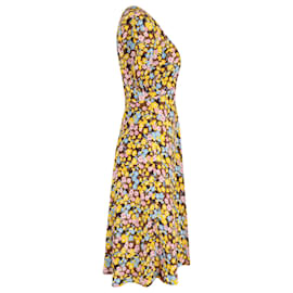Diane Von Furstenberg-Diane Von Furstenberg Robe mi-longue à fleurs en viscose jaune-Autre