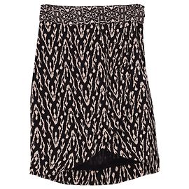 Minissaia Ba&sh Iliade estampada com efeito wrap em viscose preta Preto