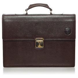 Versace Sac d'affaires en cuir Medusa Marron