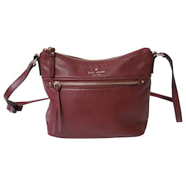 Kate Spade-Kate Spade Cobble Hill Gabriele Crossbody Bag in Burgundy Leather-Dark red