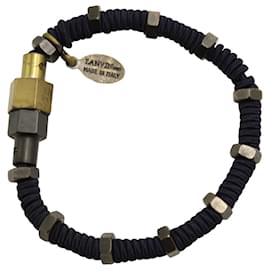 Lanvin-Lanvin Braided Bracelet in Navy Blue Polyester -Blue,Navy blue