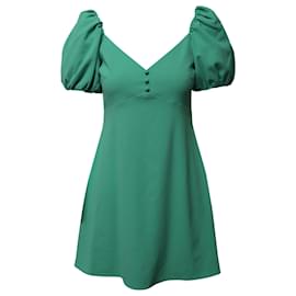 Alice + Olivia-Alice + Olivia Dana Flare-Kleid mit Puffärmeln aus grünem Polyester-Grün