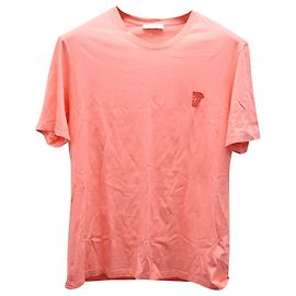 Versace T-shirt with Embroidered Half Medusa Head Patch in Pink Cotton Pink