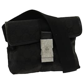 Gucci-GUCCI GG Canvas Body Bag Black Auth 30999-Black