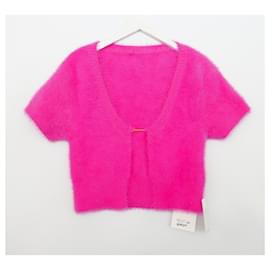 Jacquemus-Jacquemus La Maille Neve fluffy charm logo cardigan-Pink