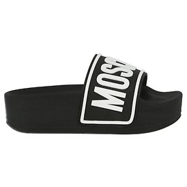 Sandali Moschino con plateau e logo in gomma Nero