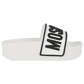 Sandali Moschino con plateau e logo in gomma Bianco