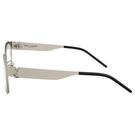Saint Laurent Marcos ópticos de metal con marco rectangular Plata Metálico
