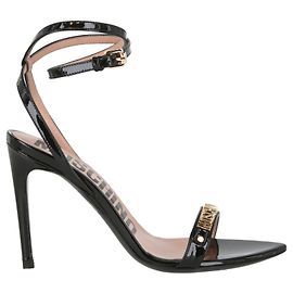Sandali Moschino con placca logo Nero