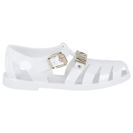 Moschino Logo Charm Jelly Sandals White