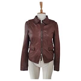 Max & Co Leather Jacket Brown Brown